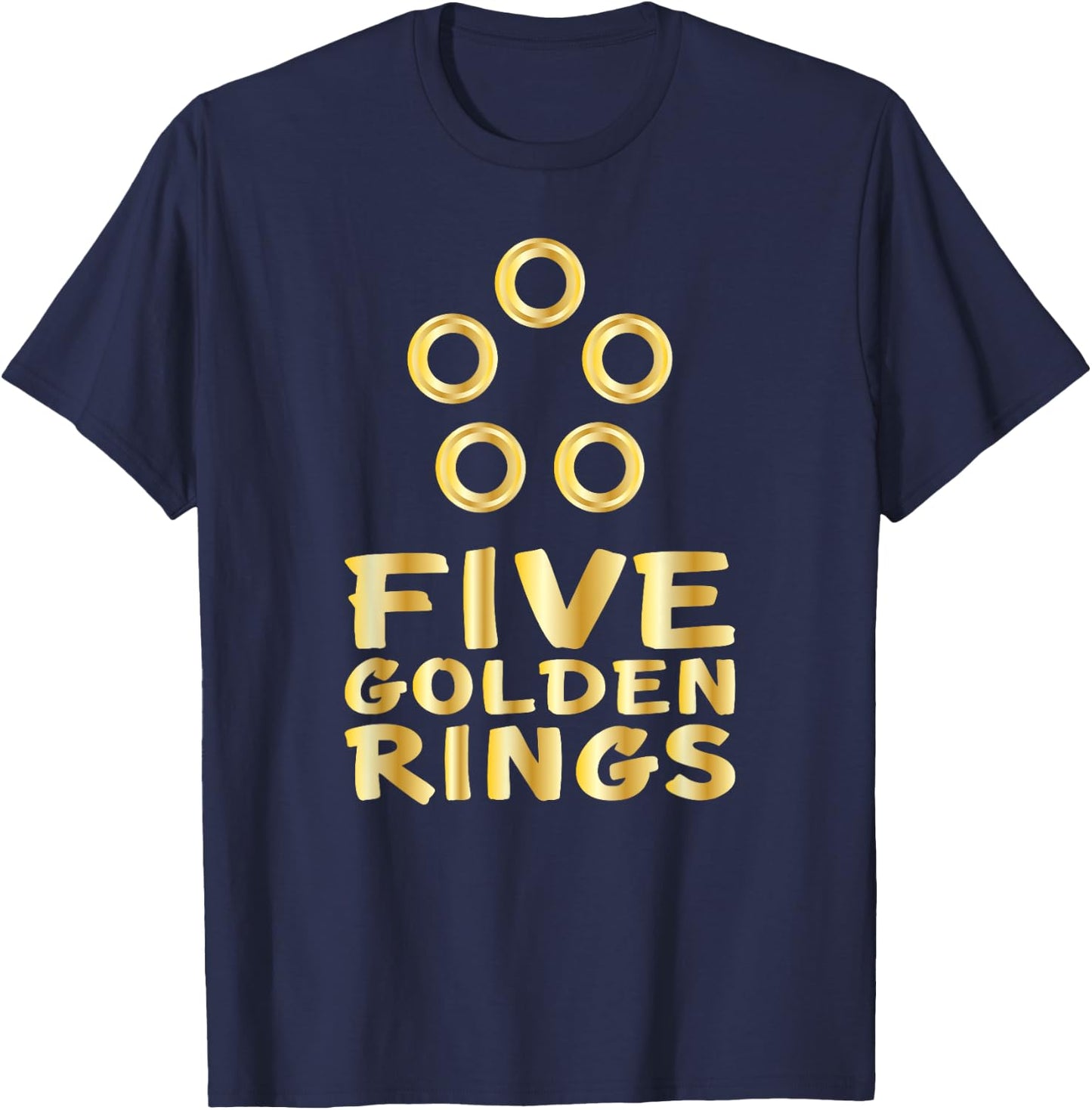 Five Golden Rings Song 12 Days Christmas T-Shirt - T-Shirt | Navy