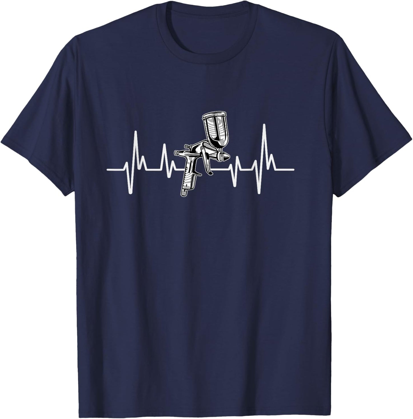Auto Body Painter Spray Gun Heartbeat Automotive Car Painter T-Shirt - T-Shirt | Navy