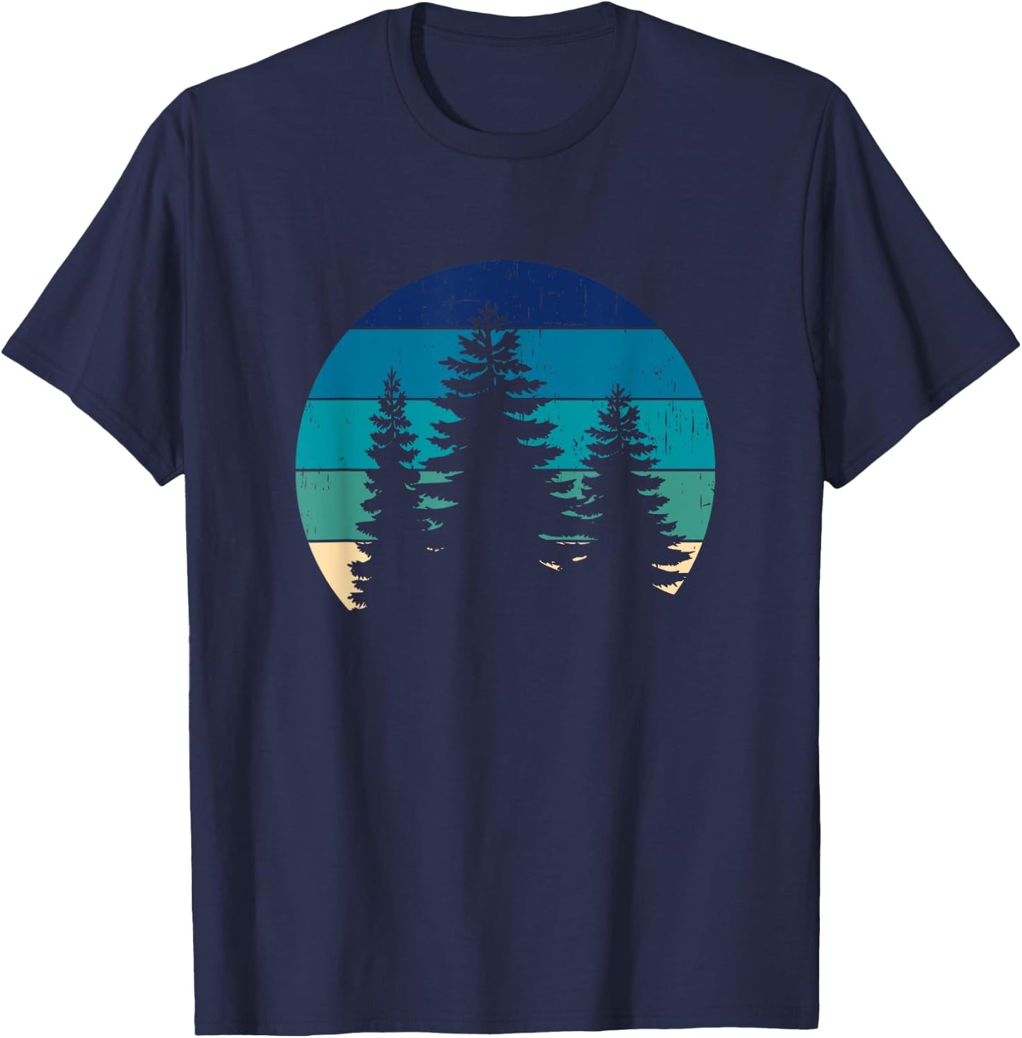 Outdoor retro minimalist pine tree T-Shirt - T-Shirt | Navy