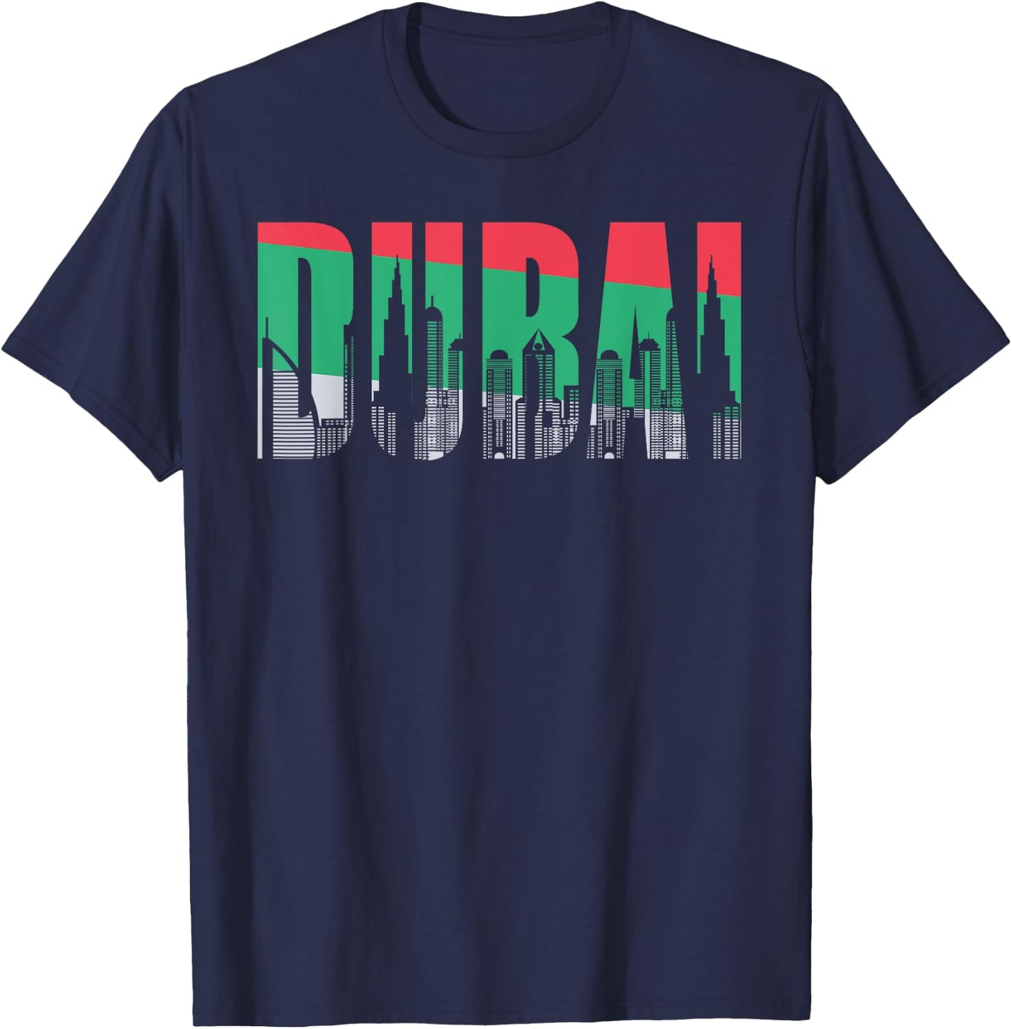 Dubai Skyline Flag Souvenir Gift UAE Pride T-Shirt - T-Shirt | Navy