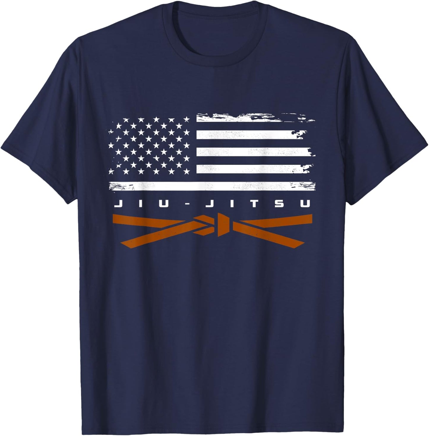American Flag Jiu - Jitsu Apparel - Brown Belt Jiu Jitsu T-Shirt - T-Shirt | Navy