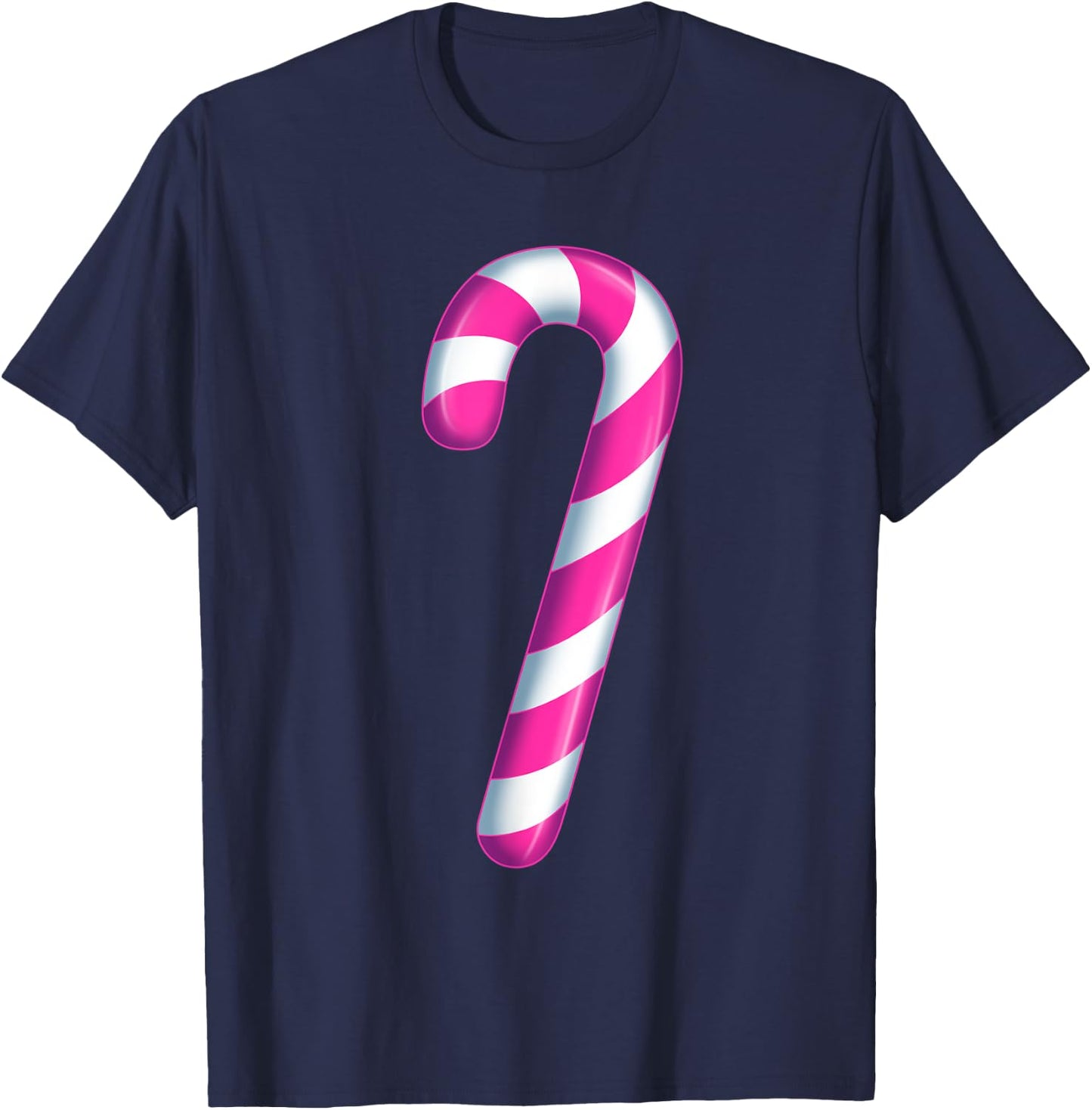 Pink and White Candy Cane Merry and Bright Women Costume T-Shirt - T-Shirt | Navy
