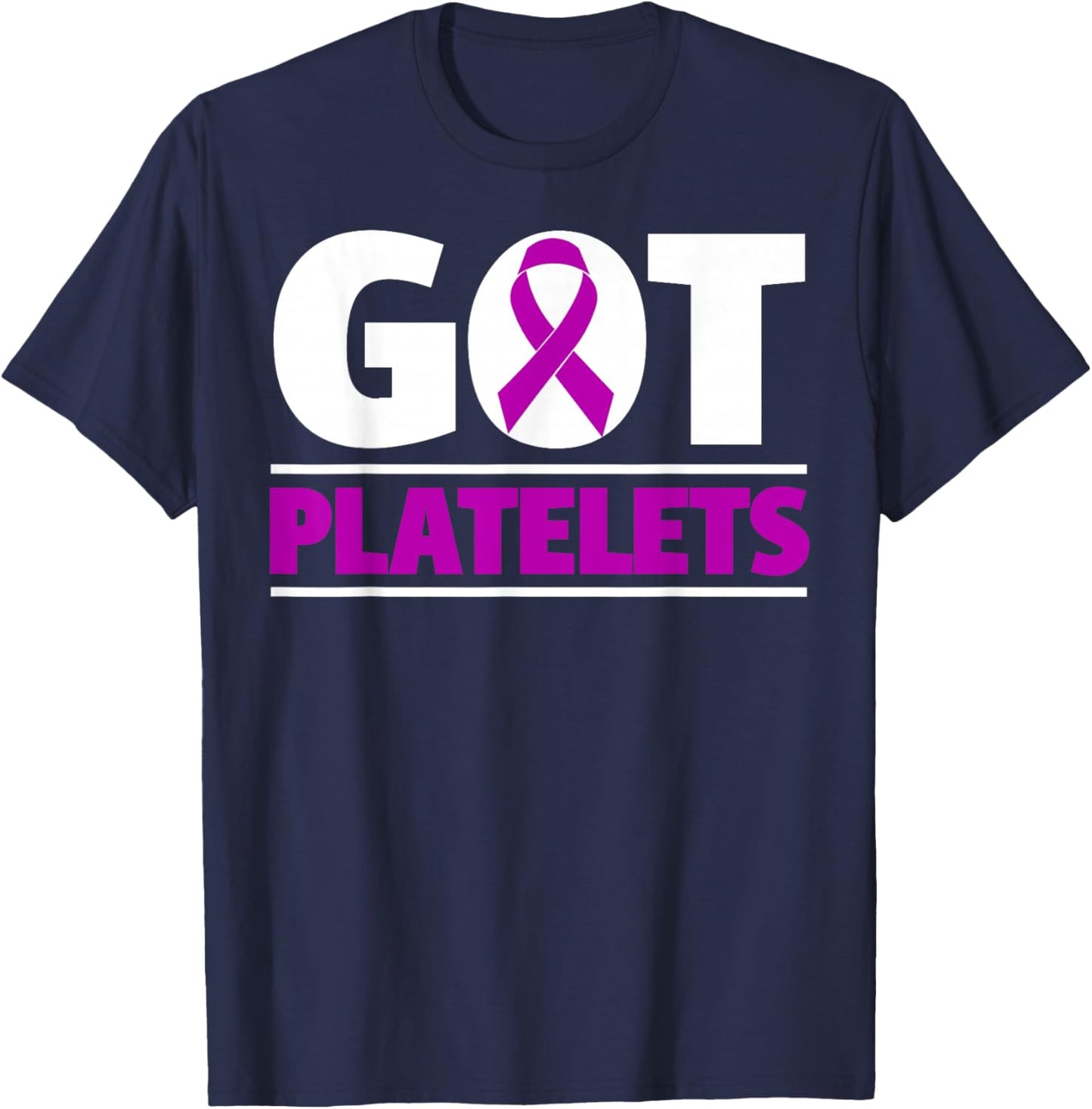 Platelets Purple Ribbon ITP Awareness Month T-Shirt - T-Shirt | Navy