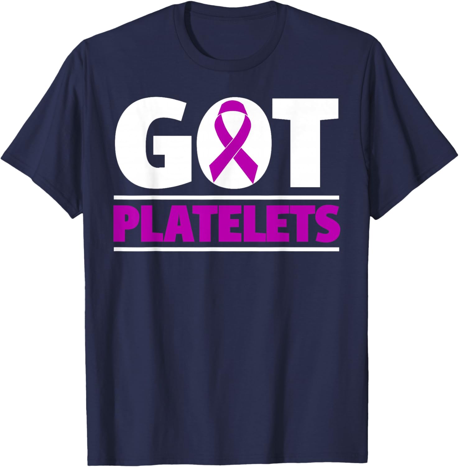 Platelets Purple Ribbon ITP Awareness Month T-Shirt - T-Shirt | Navy