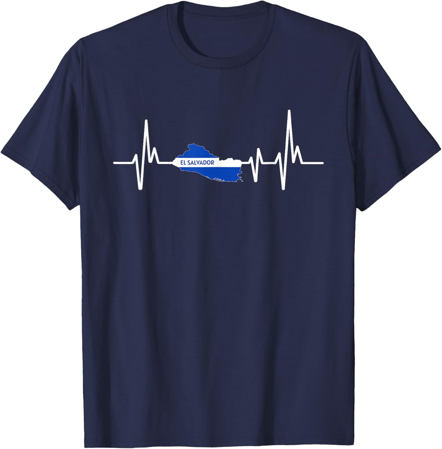 El Salvador Flag Heartbeat ECG Design El Salvador T-Shirt - T-Shirt | Navy