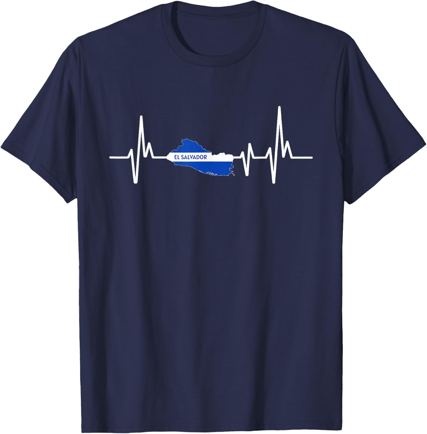 El Salvador Flag Heartbeat ECG Design El Salvador T-Shirt - T-Shirt | Navy