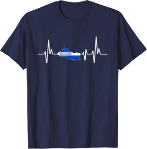 El Salvador Flag Heartbeat ECG Design El Salvador T-Shirt - T-Shirt | Navy