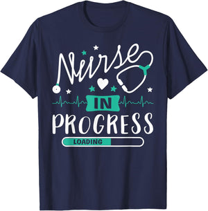 Nurse In Progress Funny Nursing Student Future Nurse Life T-Shirt - T-Shirt | Navy