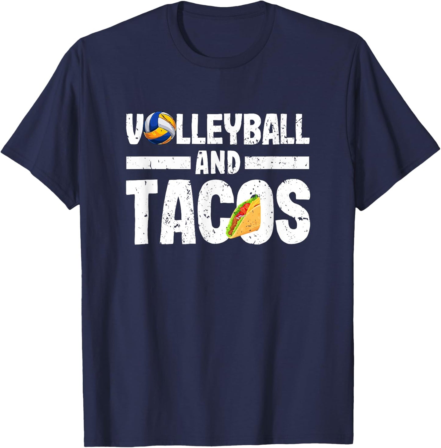 Volleyball And Tacos Funny Vball Taco Player Mexican Lover T-Shirt - T-Shirt | Navy