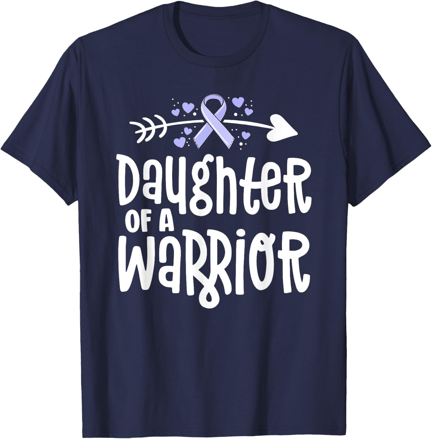 Daughter Of A Warrior Periwinkle Stomach Cancer Awareness T-Shirt - T-Shirt | Navy