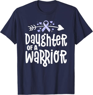 Daughter Of A Warrior Periwinkle Stomach Cancer Awareness T-Shirt - T-Shirt | Navy