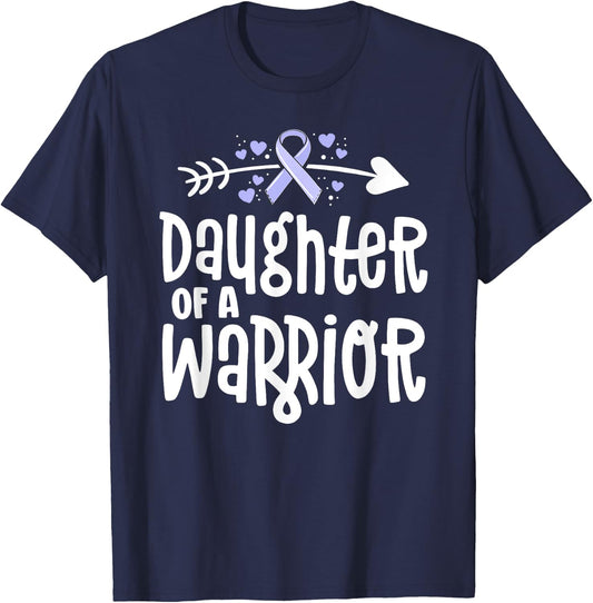Daughter Of A Warrior Periwinkle Stomach Cancer Awareness T-Shirt - T-Shirt | Navy
