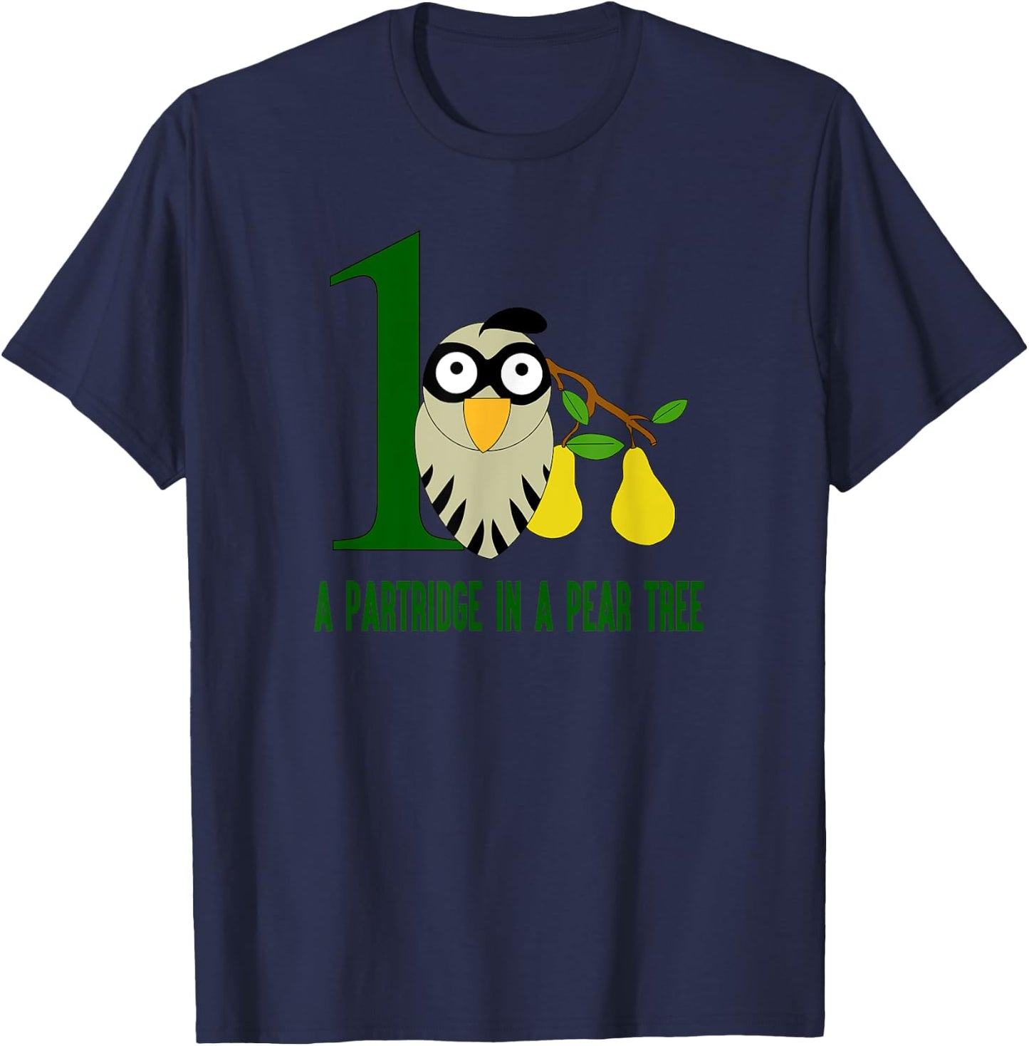 A Partridge in Pear Tree Song 12 Days Christmas T-Shirt - T-Shirt | Navy