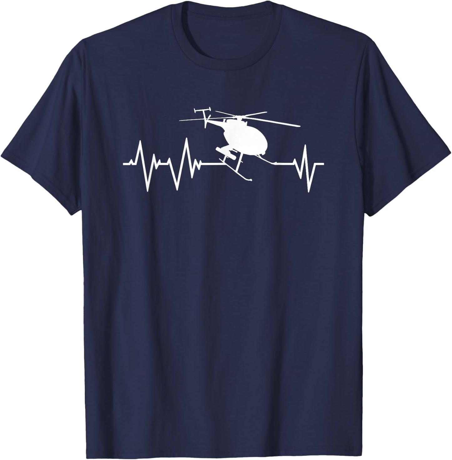 Great Helicopter Heartbeat Gift Pilot T-Shirt - T-Shirt | Navy