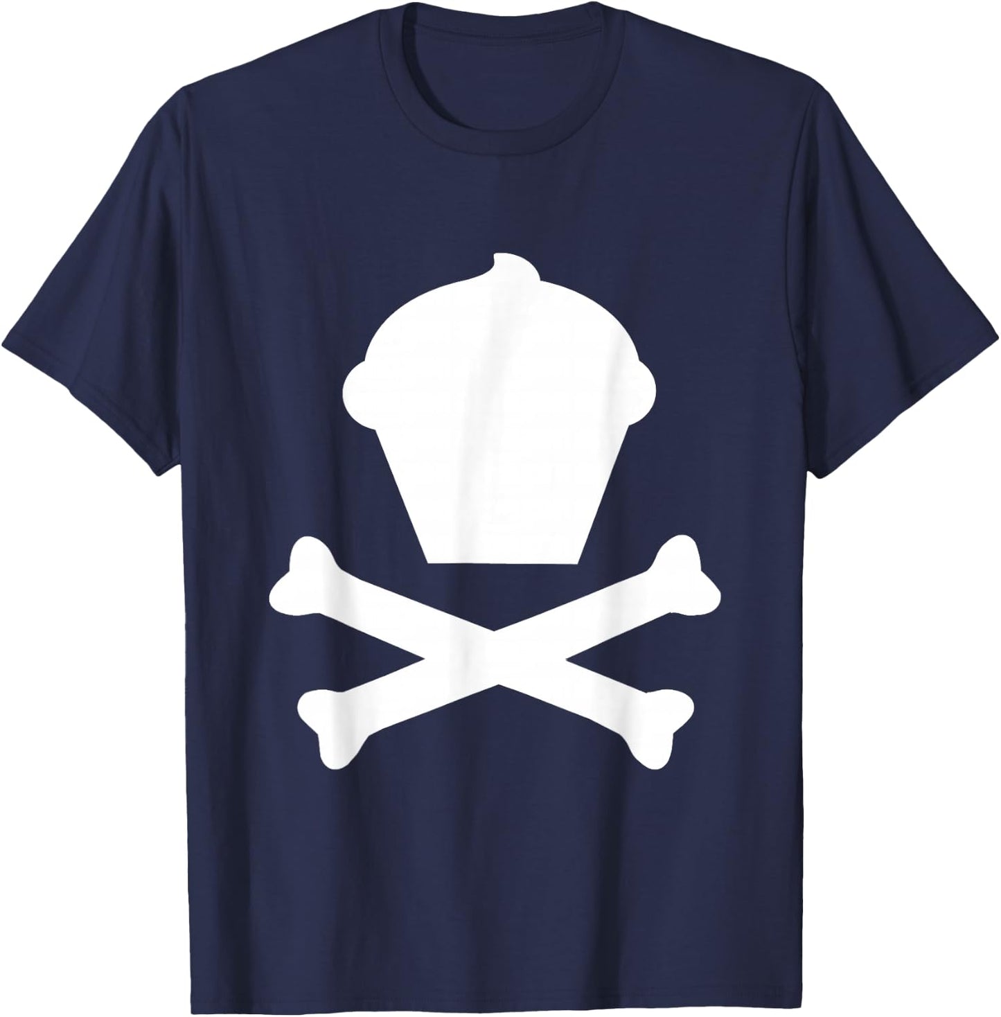 Cupcake & Crossbones Cute No Skull Not Scary Fun Gag T-Shirt - T-Shirt | Navy