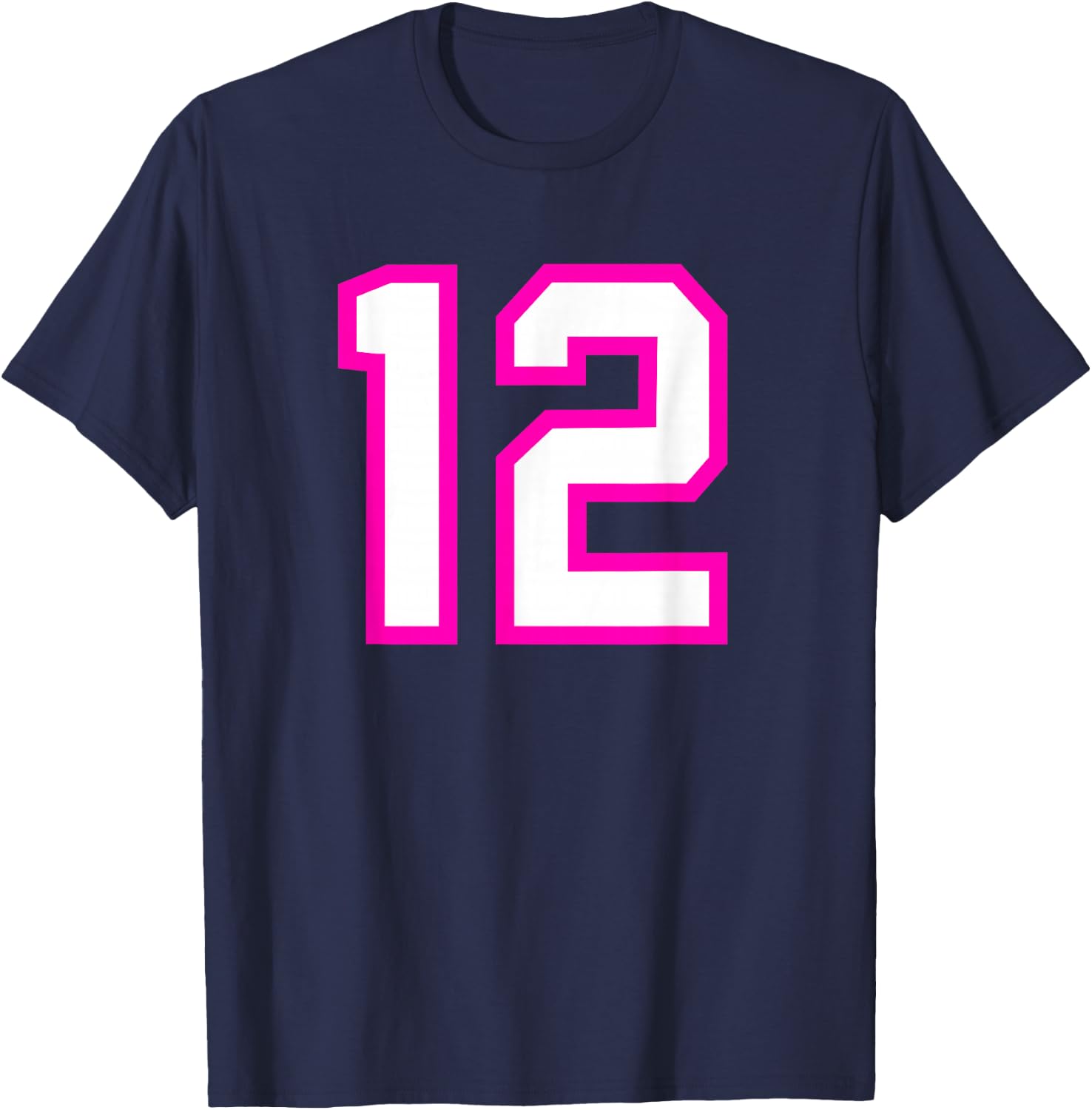 Pink Sports Team Number #12 T-Shirt - T-Shirt | Navy