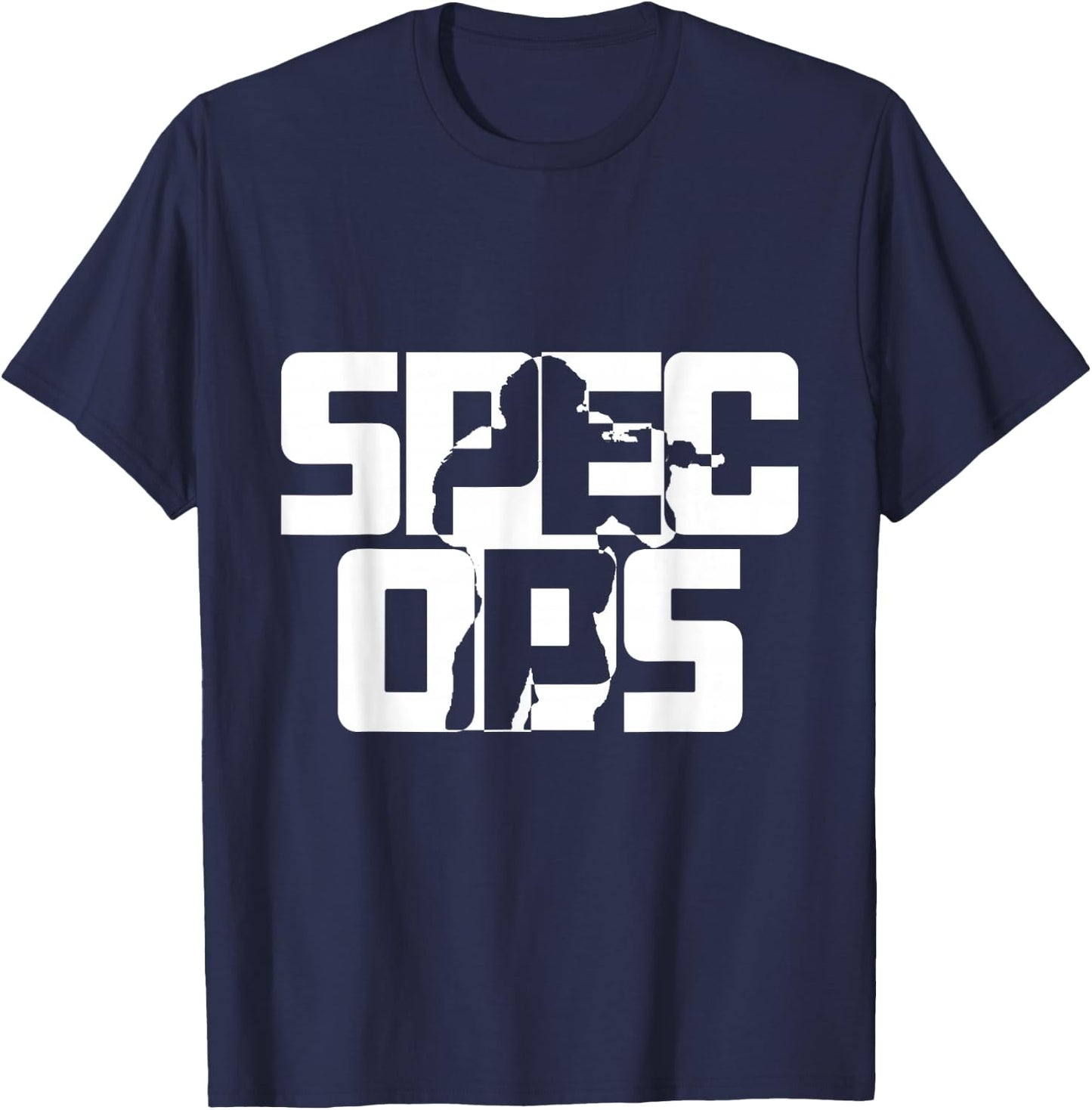 Spec Ops Tactical Military Silhouette Bold Design T-Shirt - T-Shirt | Navy