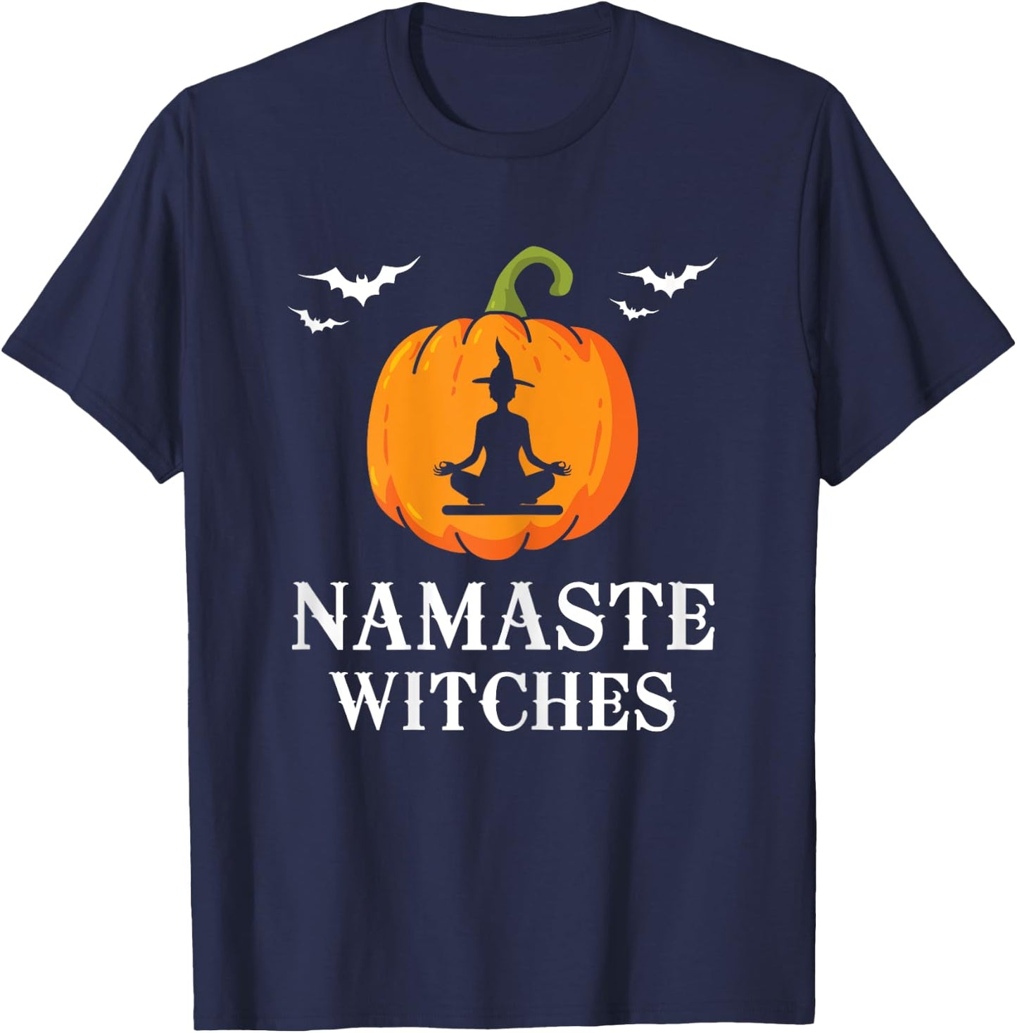 Namaste Witches Pumpkin Yoga meditation Halloween Women Fun T-Shirt - T-Shirt | Navy
