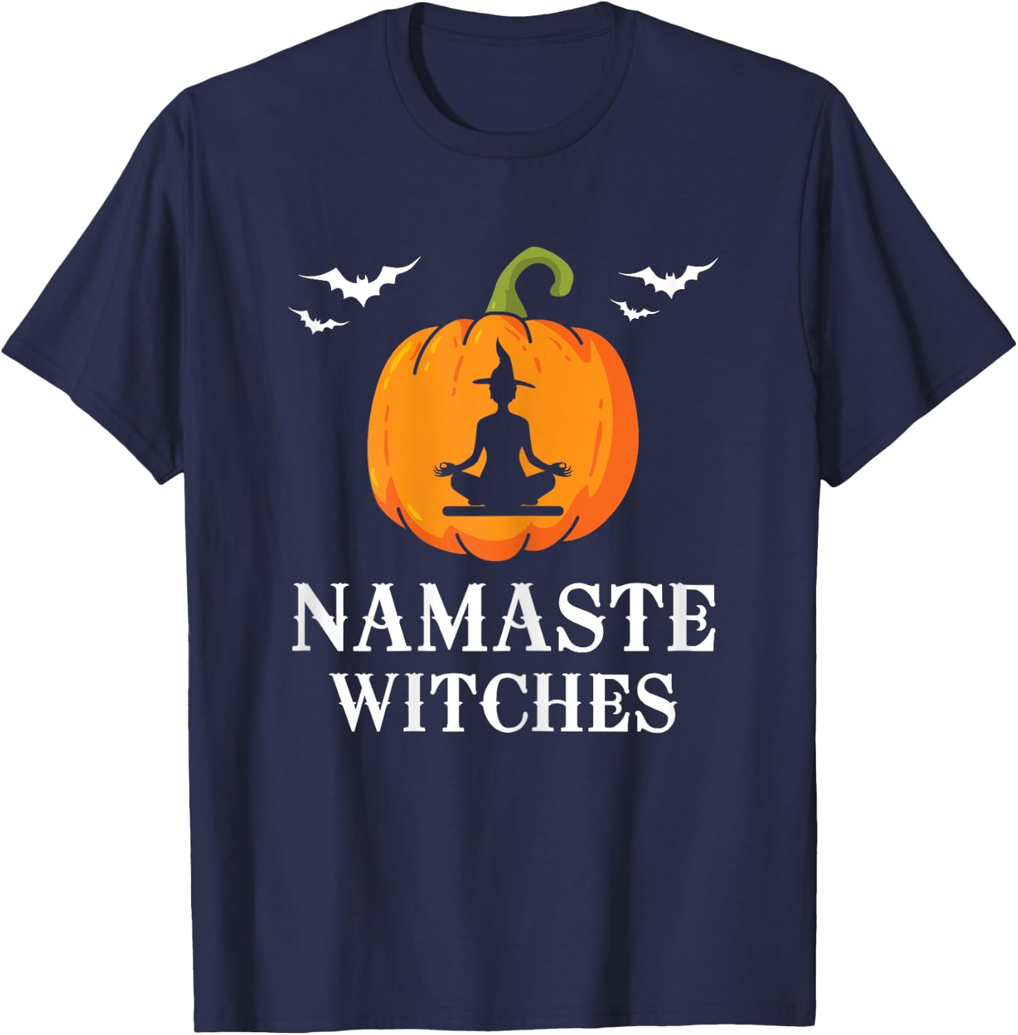 Namaste Witches Pumpkin Yoga meditation Halloween Women Fun T-Shirt - T-Shirt | Navy