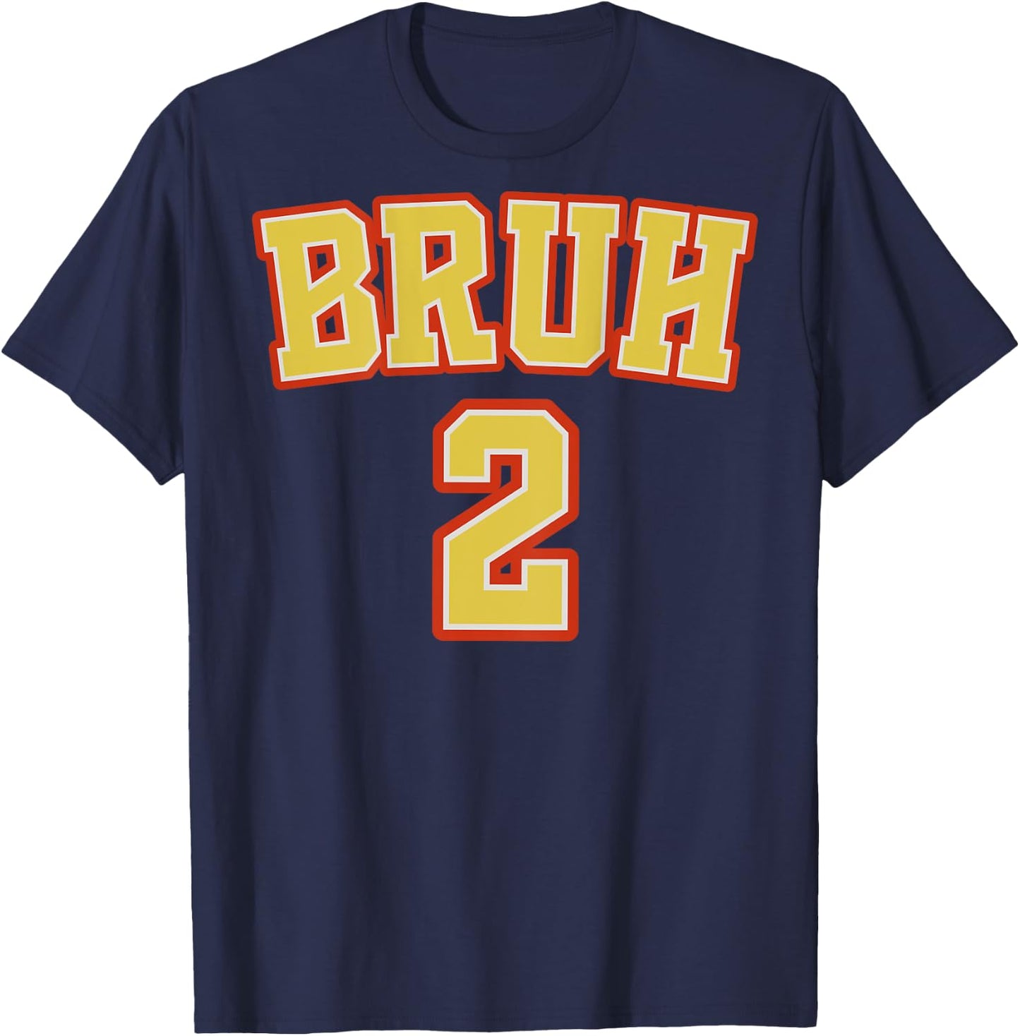 (BACK PRINT) Bruh 1 and 2 Funny Matching Brother Twin Boys T-Shirt - T-Shirt | Navy