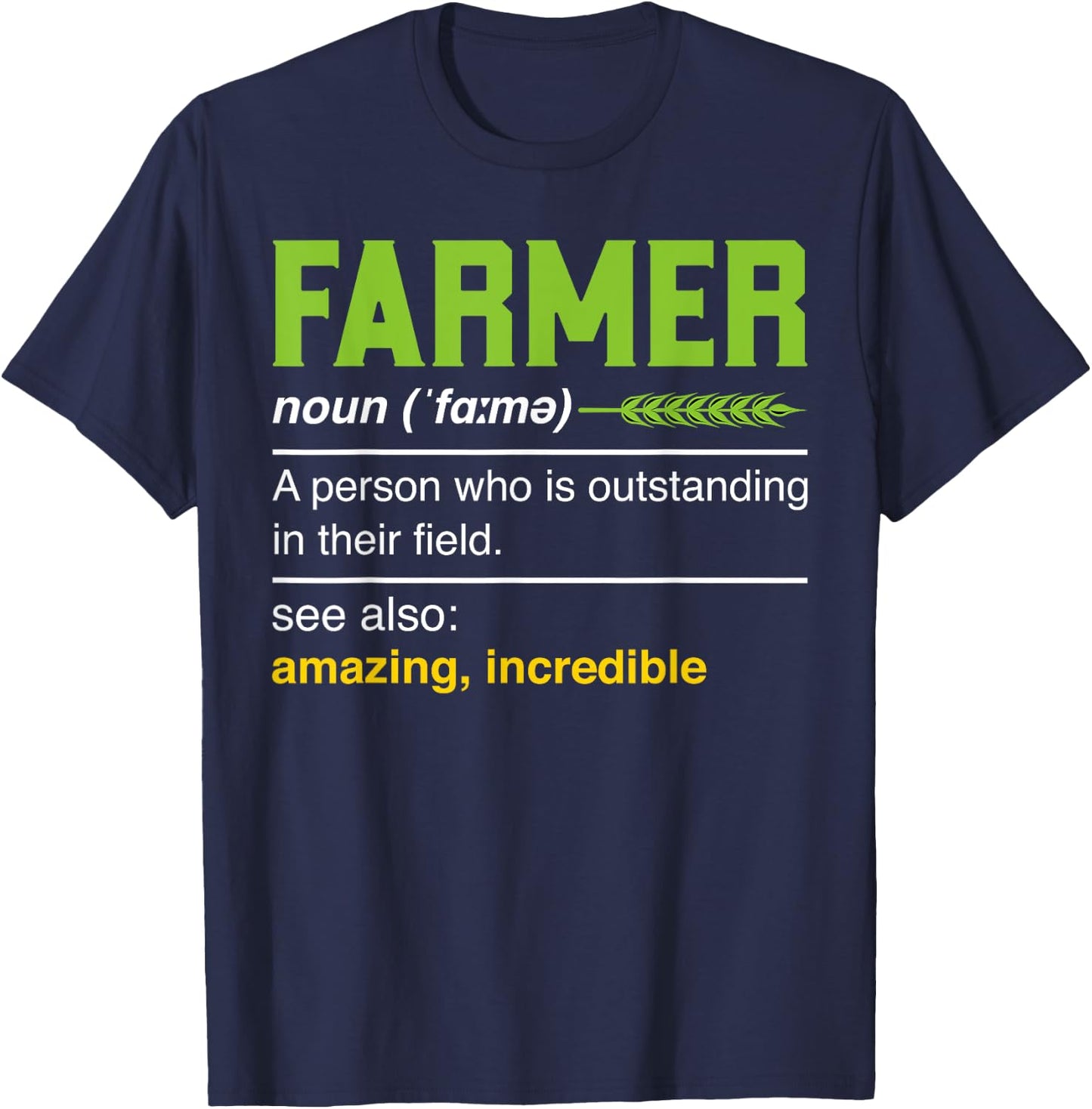 Farmer Definition Noun - Funny Farming Agriculturist Farmer T-Shirt - T-Shirt | Navy
