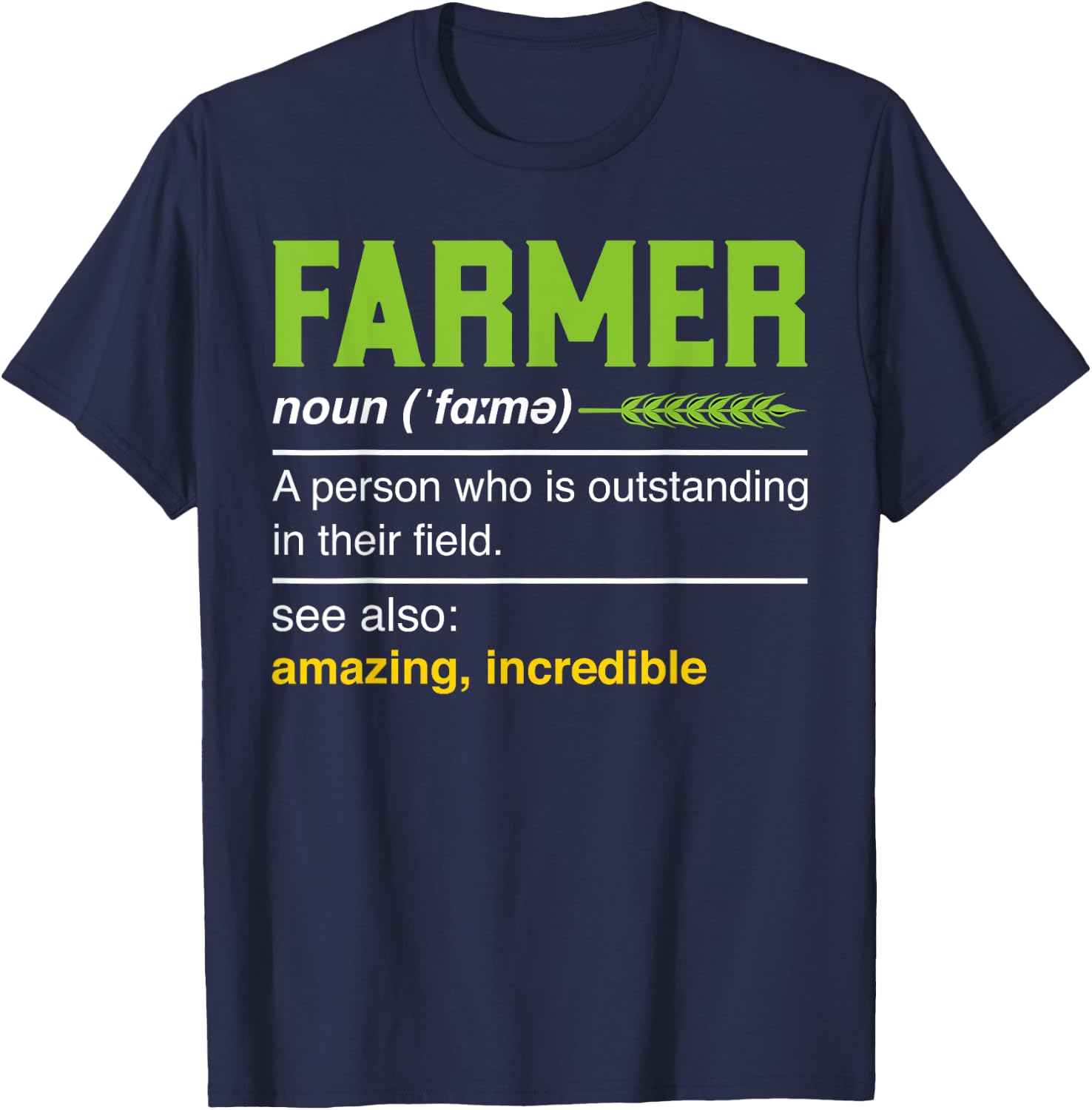 Farmer Definition Noun - Funny Farming Agriculturist Farmer T-Shirt - T-Shirt | Navy