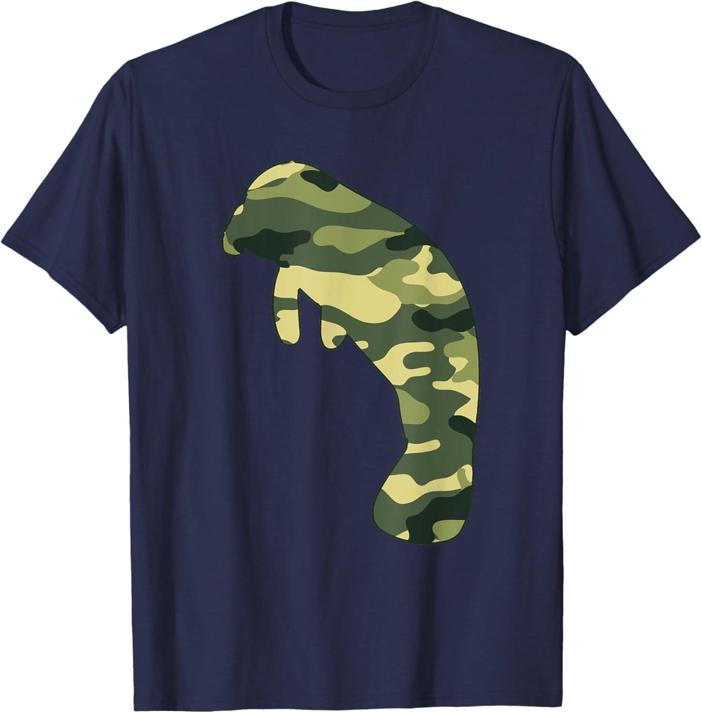 Military Dugong Camo Men Print US Manatee Veteran Gift T-Shirt - T-Shirt | Navy