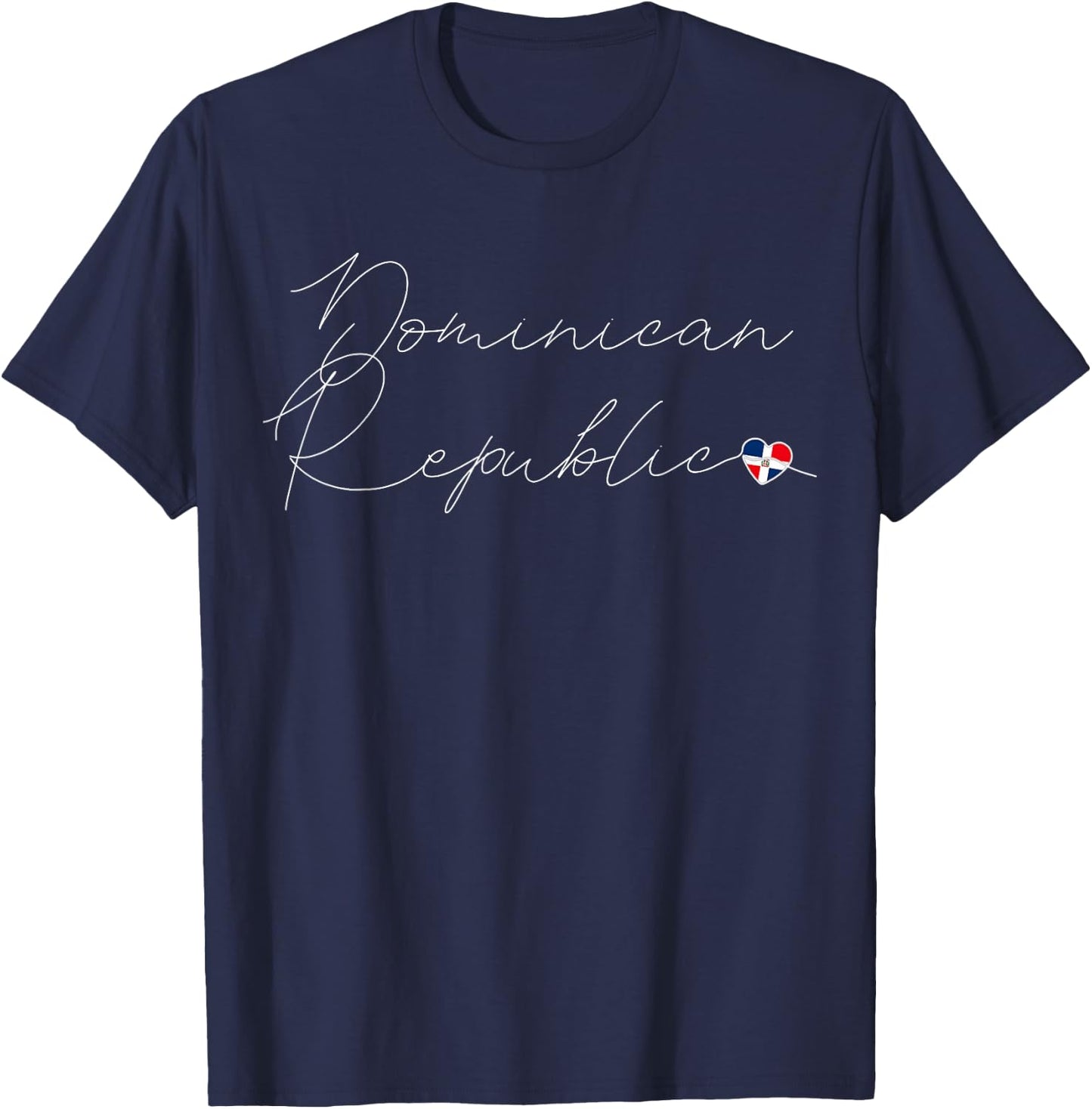 Simple Love Dominican Flag Heart on Dominican Republic T-Shirt - T-Shirt | Navy