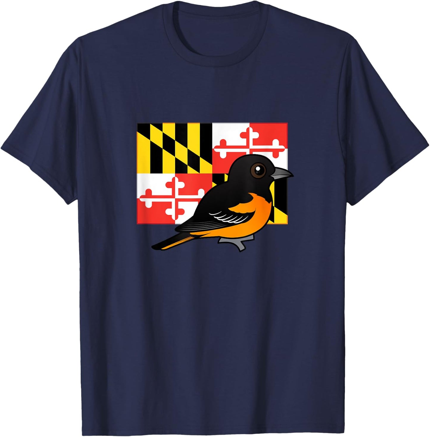 State Birdorable of Maryland: Cute Baltimore Oriole T-Shirt - T-Shirt | Navy