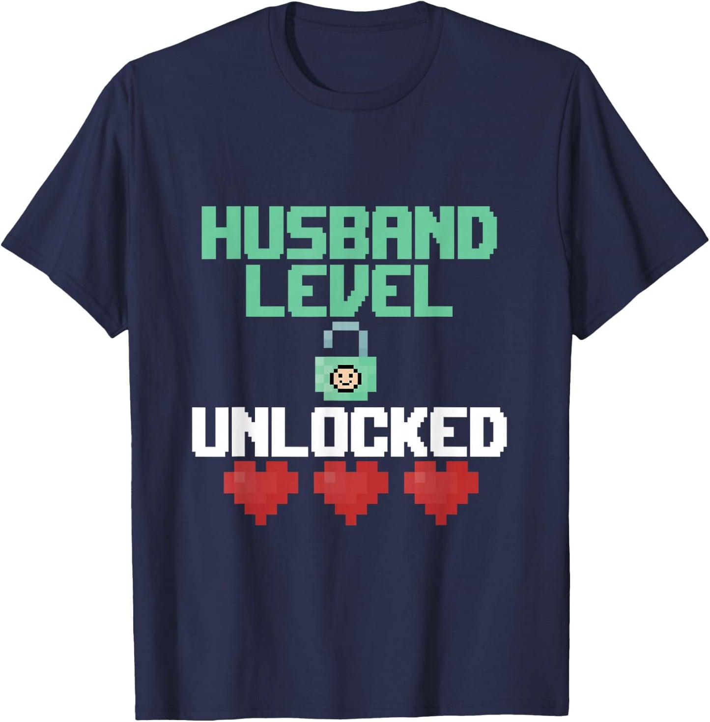 New Husband Level Unlocked Just Married Gamer Gift T-Shirt - T-Shirt | Navy