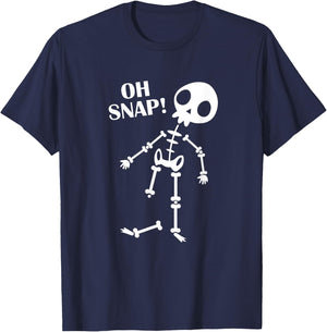 Oh Snap Broken Leg Injury Broken Bones Hospital Skeleton T-Shirt - T-Shirt | Navy