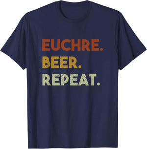 Euchre Beer Repeat Funny Euchre T-Shirt - T-Shirt | Navy