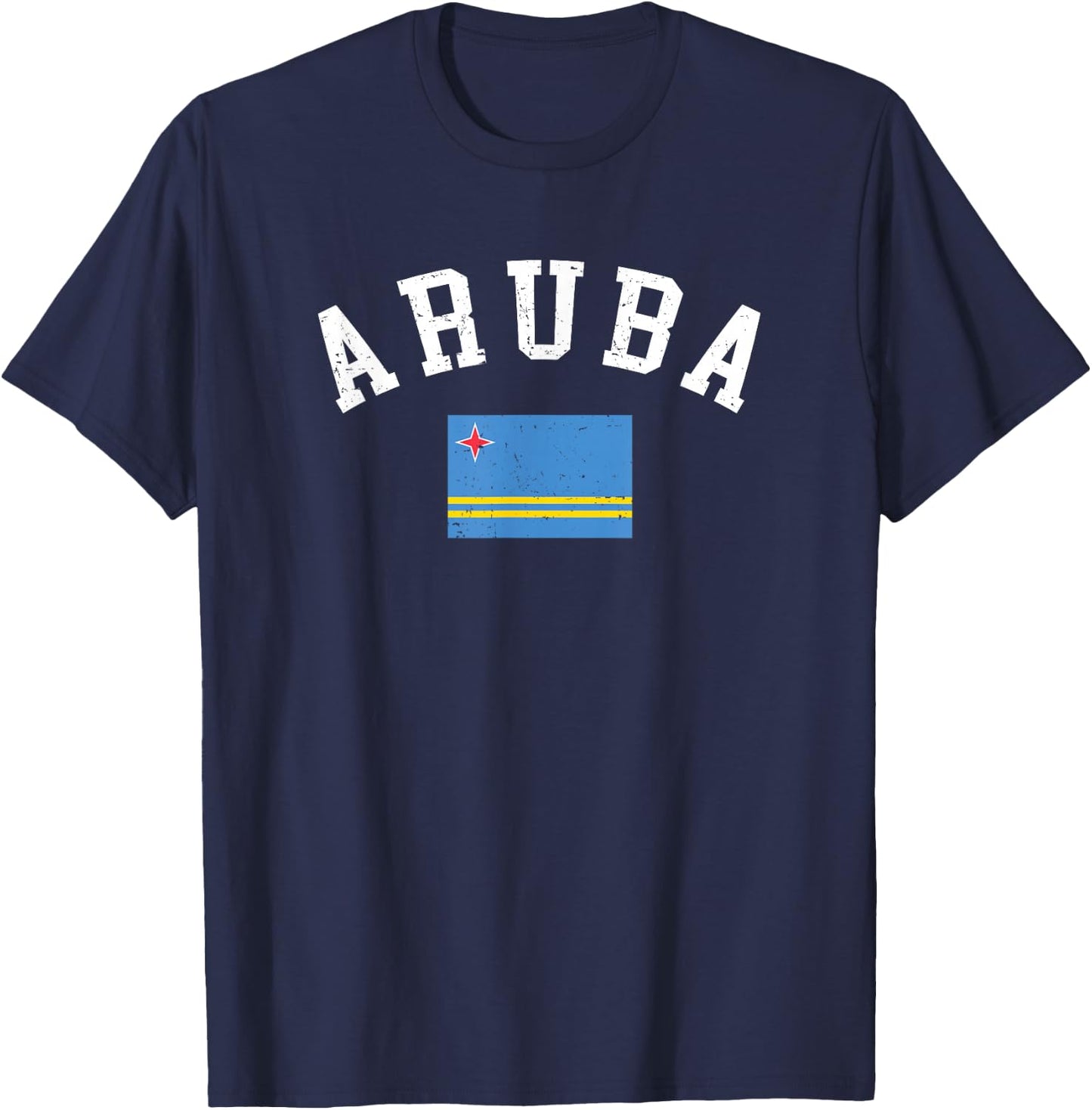 Aruba Flag Vintage Vacation Travel Souvenir T-Shirt - T-Shirt | Navy