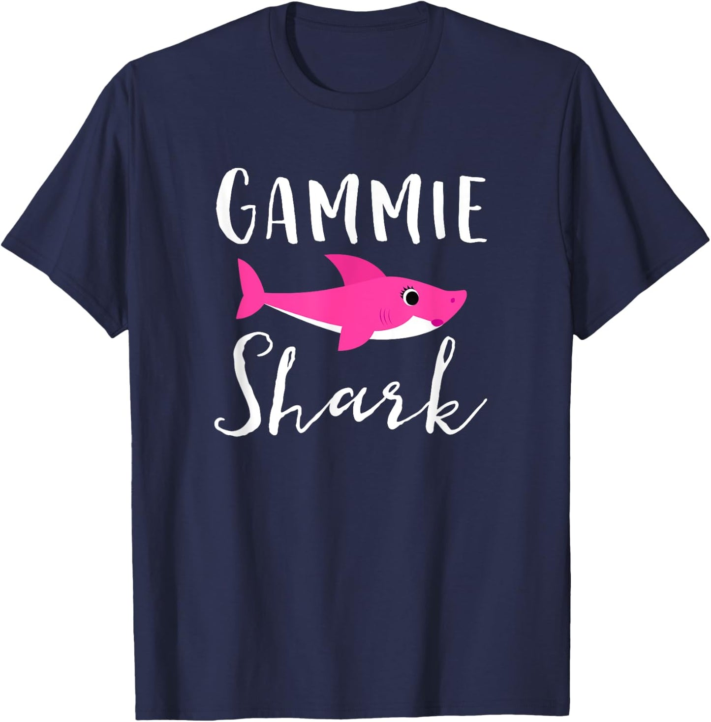 Gammie Shark Grandma Grandmother Pink Shark Graphic T-Shirt - T-Shirt | Navy