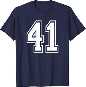 Number 41 Shirt Sports Player Number BACK of Shirt only T-Shirt - T-Shirt | Navy