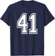 Number 41 Shirt Sports Player Number BACK of Shirt only T-Shirt - T-Shirt | Navy