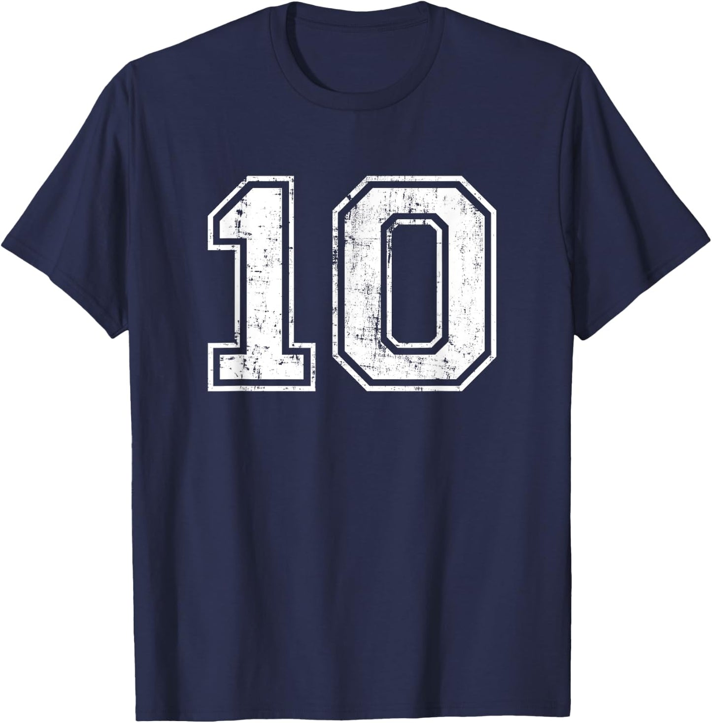 Number 10 Distressed Vintage Ten Sports Training Practice T-Shirt - T-Shirt | Navy