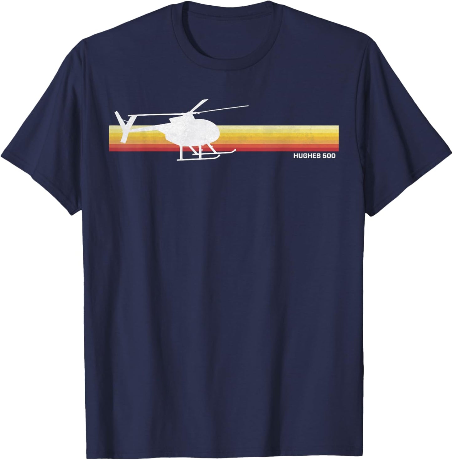 MD 500 Vintage Helicopter Pilot Silhouette Sunset Hughes 500 T-Shirt - T-Shirt | Navy