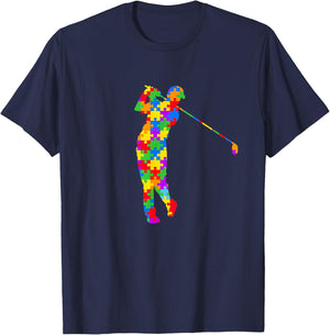 Golf Autism Golf Awareness Acceptance Golfers T-Shirt - T-Shirt | Navy