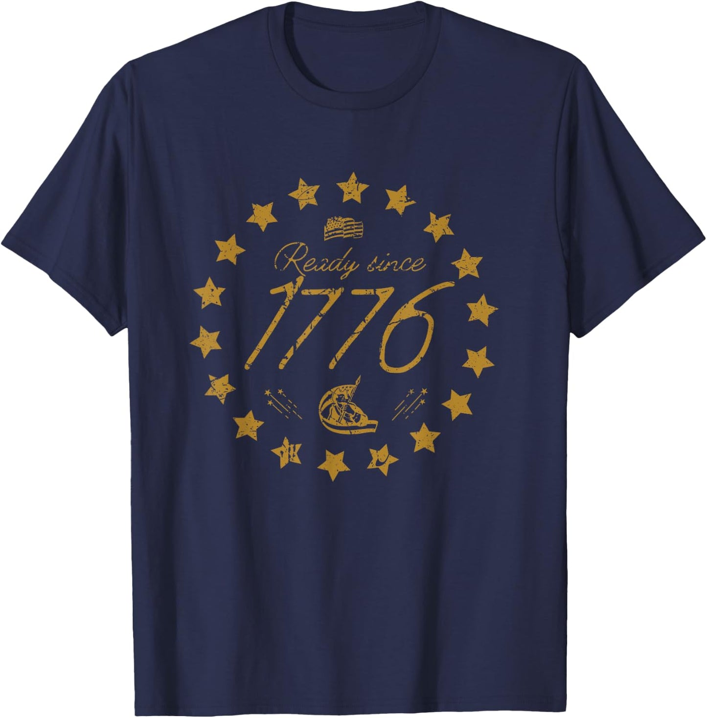 Ready Since 1776 Patriotic Stars Emblem Men T-Shirt - T-Shirt | Navy