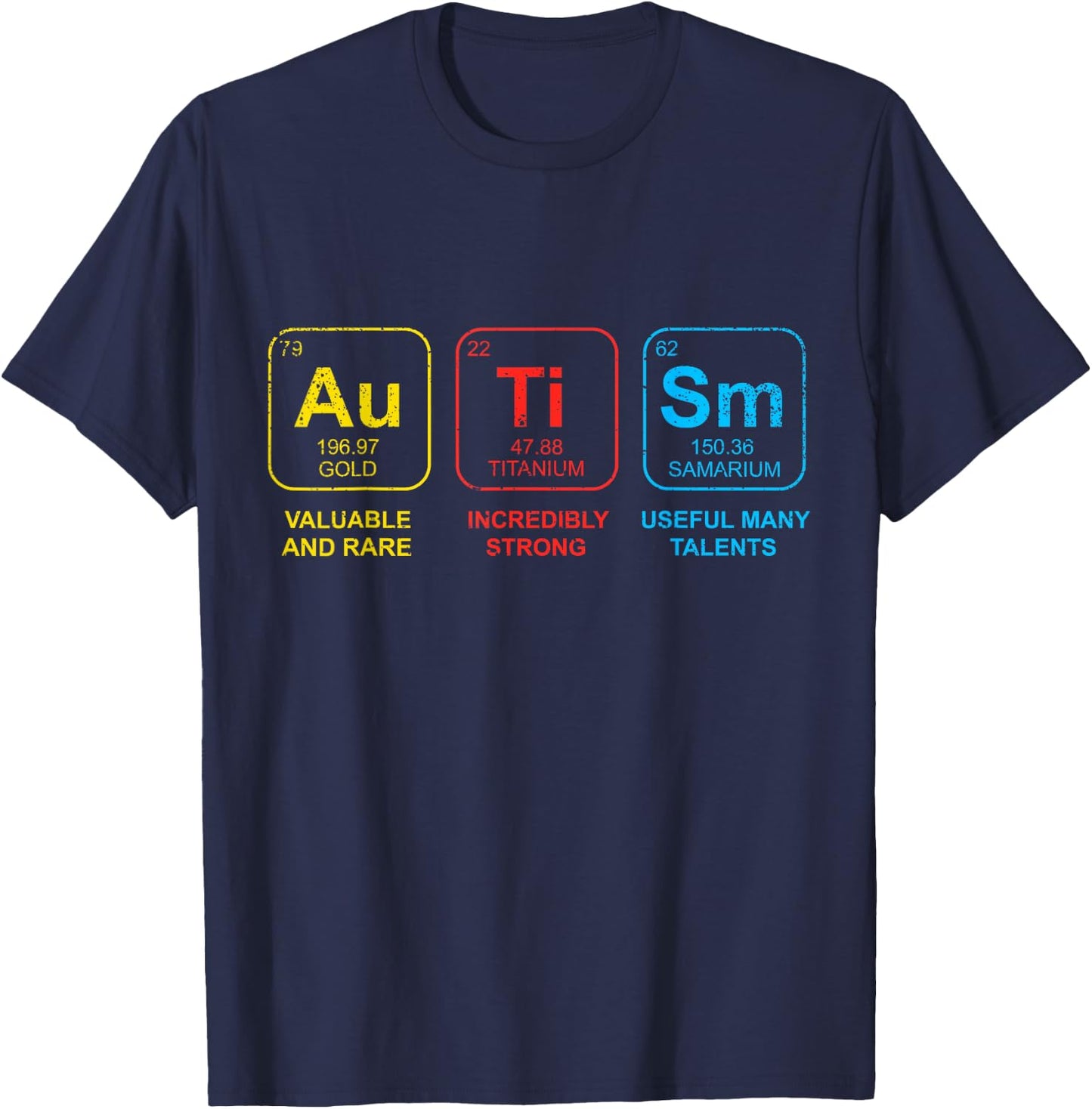 Autism Awareness Women Men Kids Elements Periodic Table ASD T-Shirt - T-Shirt | Navy