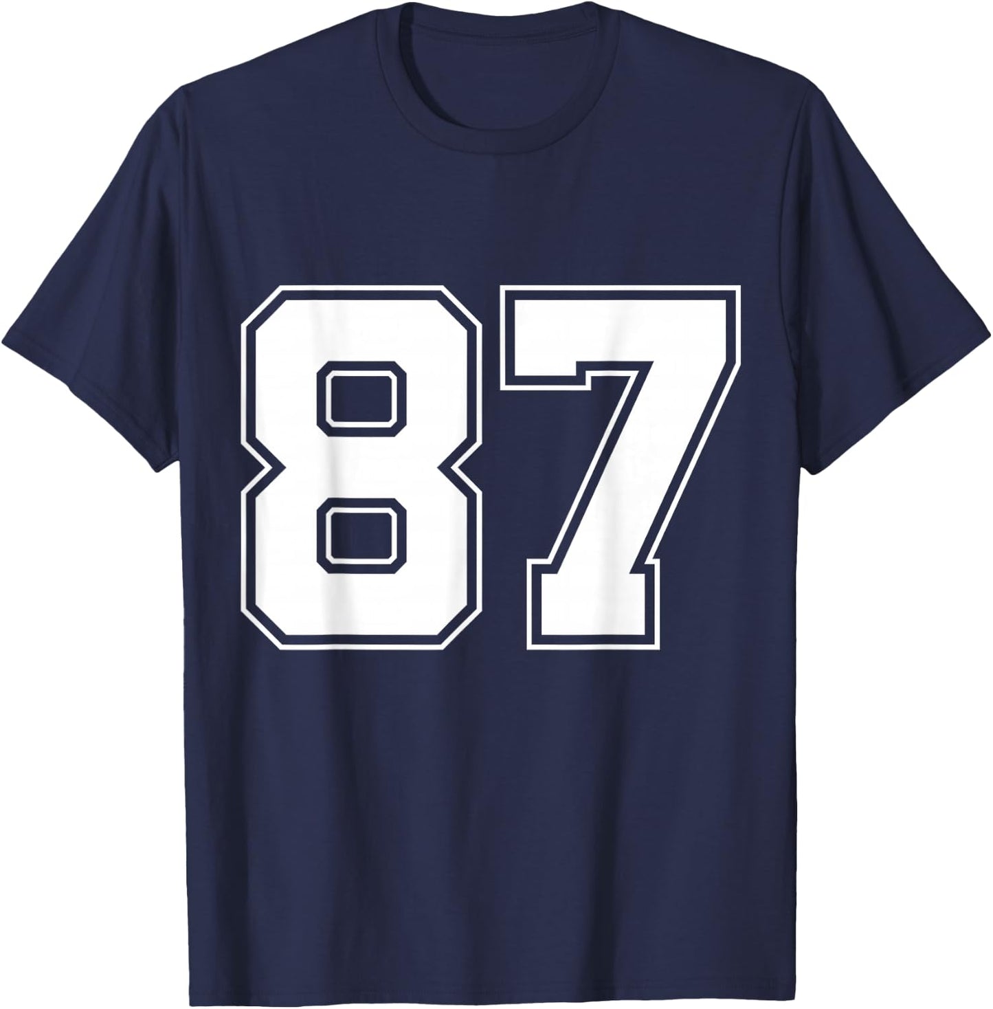 Number 87 Big Bold Capital Varsity Alphabet Monogram T-Shirt - T-Shirt | Navy