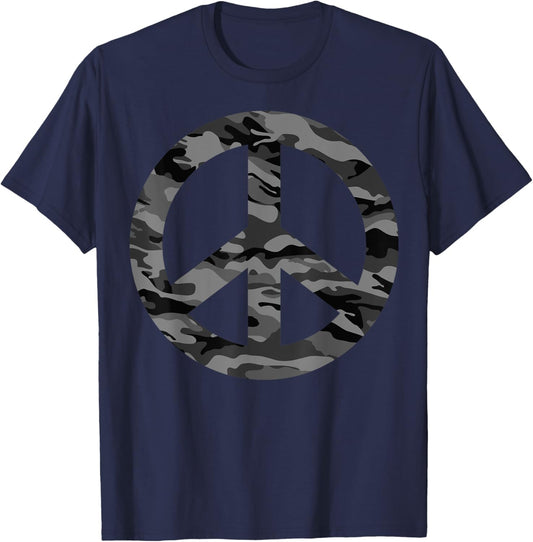 Cool Peace Sign Camouflage For Military Boys & Girls T-Shirt - T-Shirt | Navy