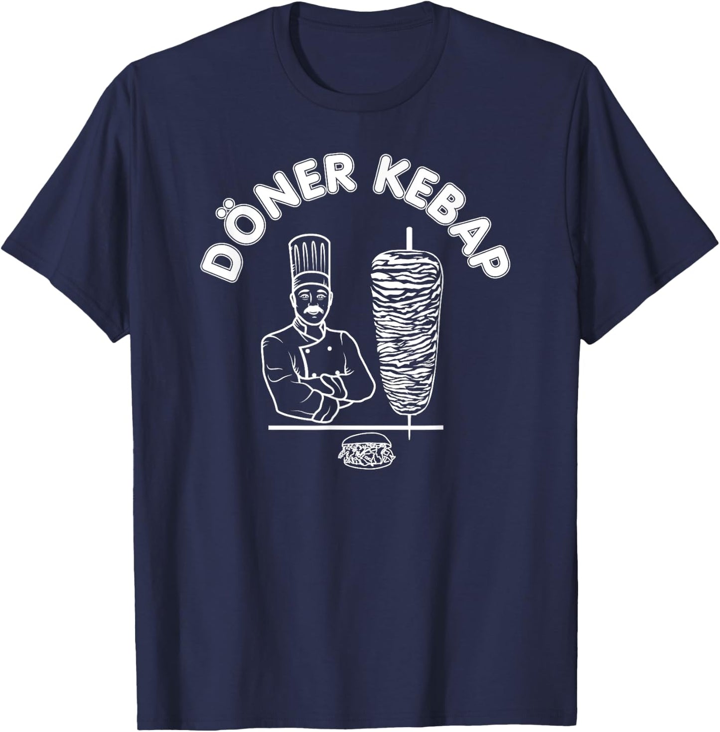 Döner Kebap Shirt, Kebab Cook & Kebab Skewer & Sandwich Logo T-Shirt - T-Shirt | Navy
