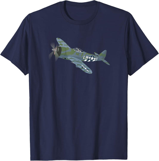 P-47 Thunderbolt Military Vintage Aircraft T-Shirt - T-Shirt | Navy
