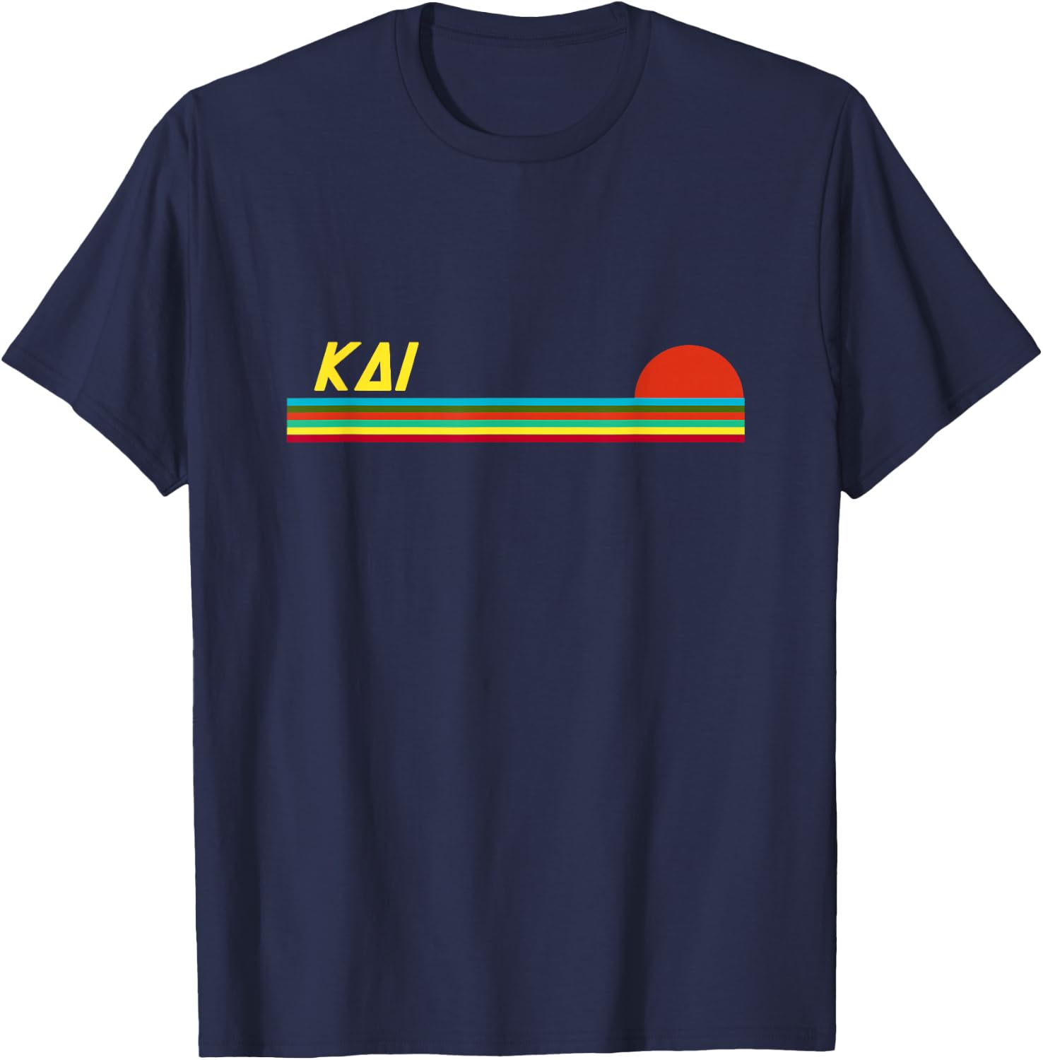 Kai First Name Logo Retro Sunset Surfer Style Kai T-Shirt - T-Shirt | Navy