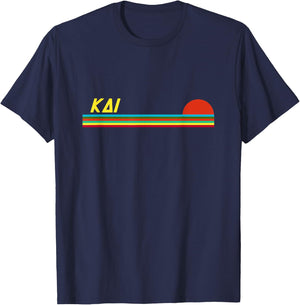 Kai First Name Logo Retro Sunset Surfer Style Kai T-Shirt - T-Shirt | Navy