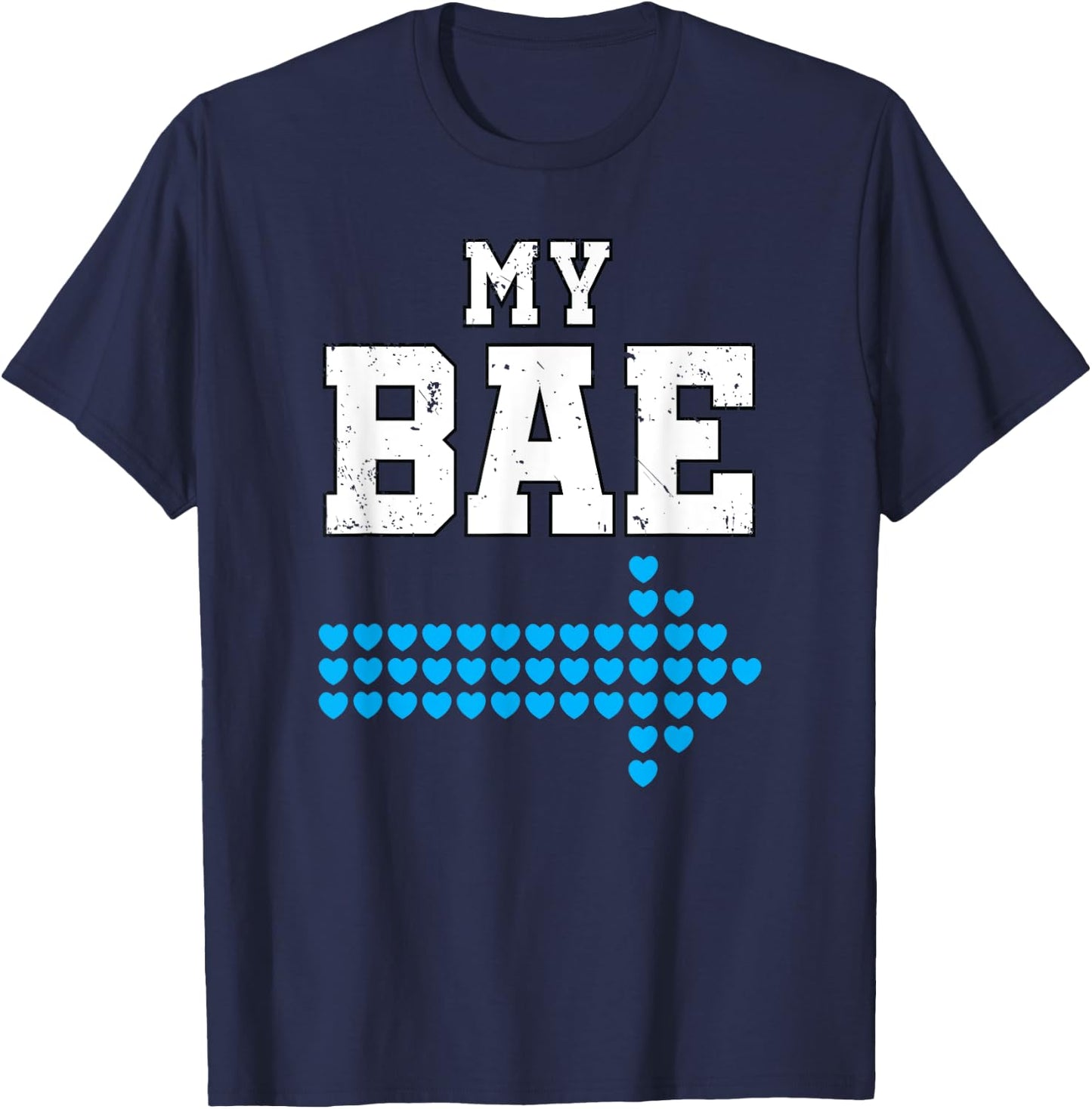 My Bae & My Boo Valentine Shirt Funny Matching Couple T-Shirt - T-Shirt | Navy