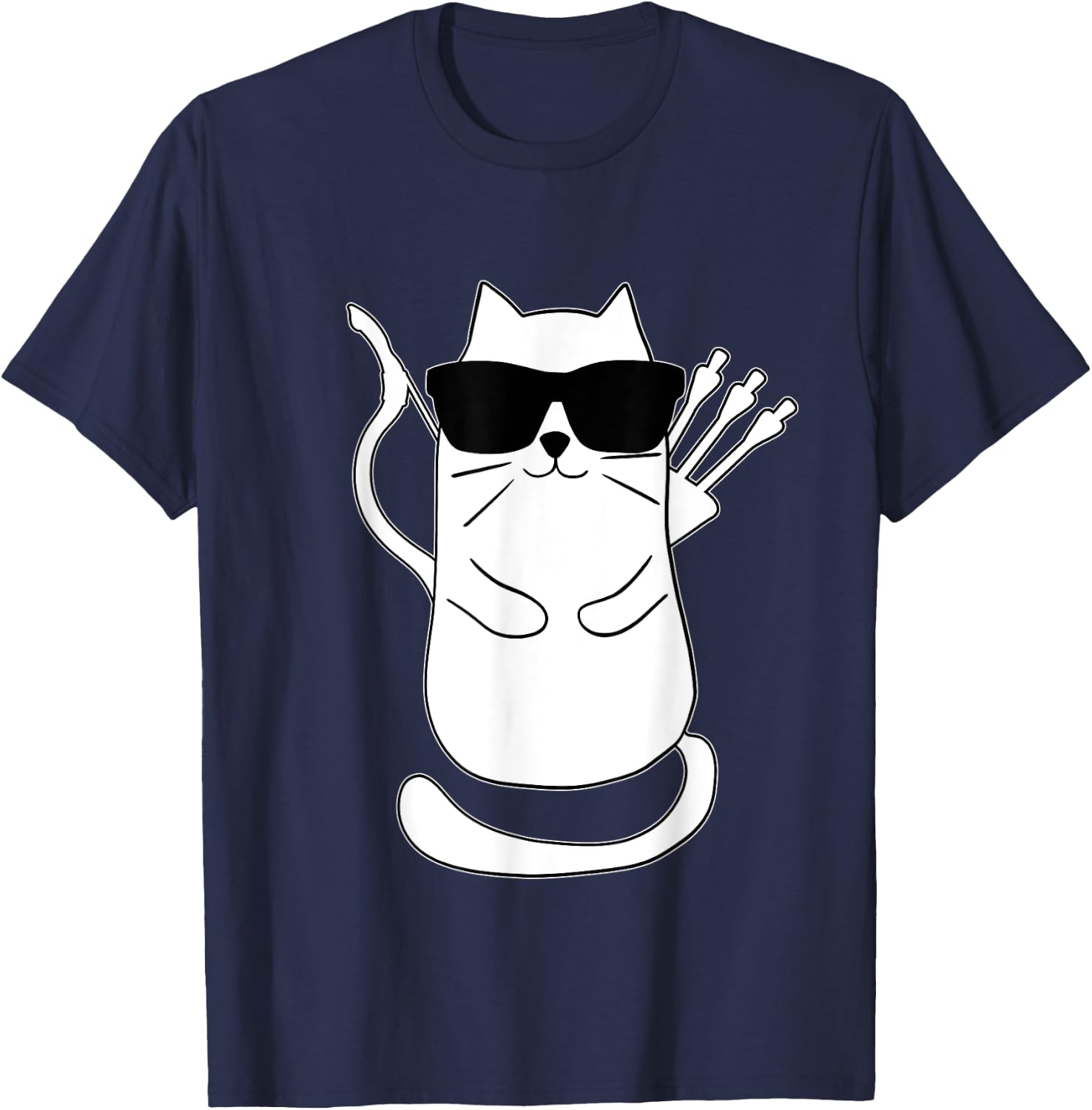 Funny Archery Cat Archer Bow Shooting Retro Vintage Women Kids T-Shirt - T-Shirt | Navy