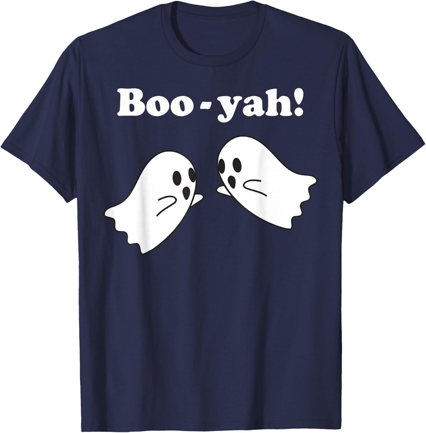 Halloween Apparel Boo-Yah Ghost Text T-Shirt - T-Shirt | Navy